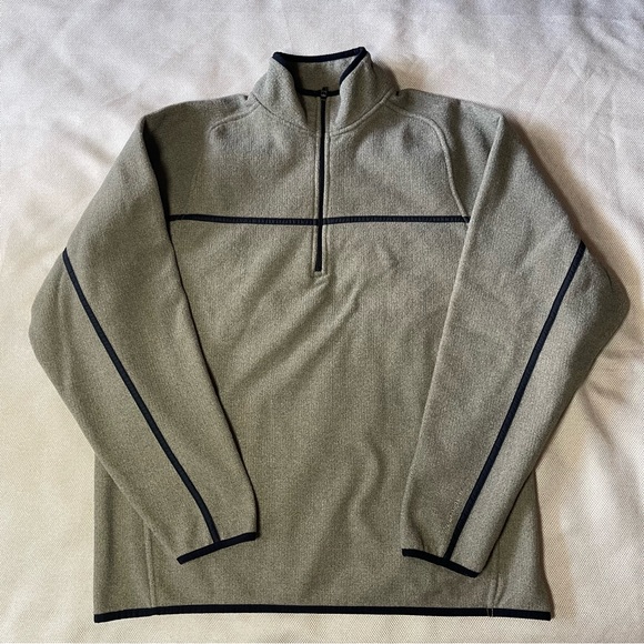Old Navy Men's Quarter Zip Fleece Pullover Jacket Army Green Large Classic - Picture 1 of 10